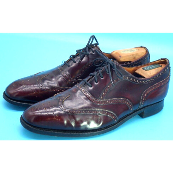 ROYAL TWEED BY CHEANEY OF ENGLAND BURGUNDY WING TIP LACE UP SHOES SIZE 10.5. main image 6